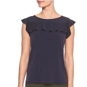 Banana Republic Navy Ruffled Blouse